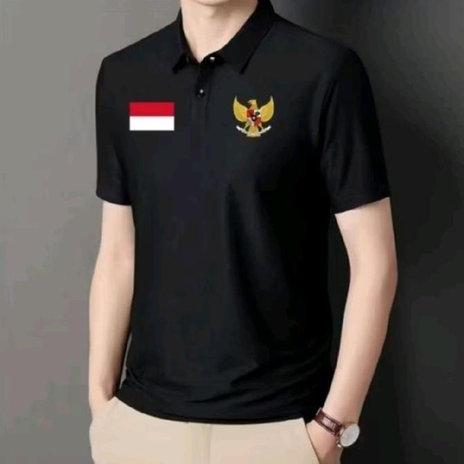 Kaos Indonesia / Kaos Polo Logo Bendera Garuda / Kaos Pria / Kaos Kerah Polo / Polo Shirt Tema Kemer