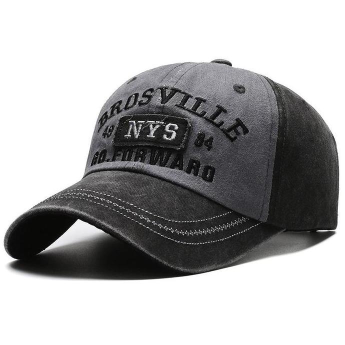 Yarra Topi Baseball Pria Distro NYS Bordir Brosville Hitam Merah Polos Fashion Style Outfit Casual J