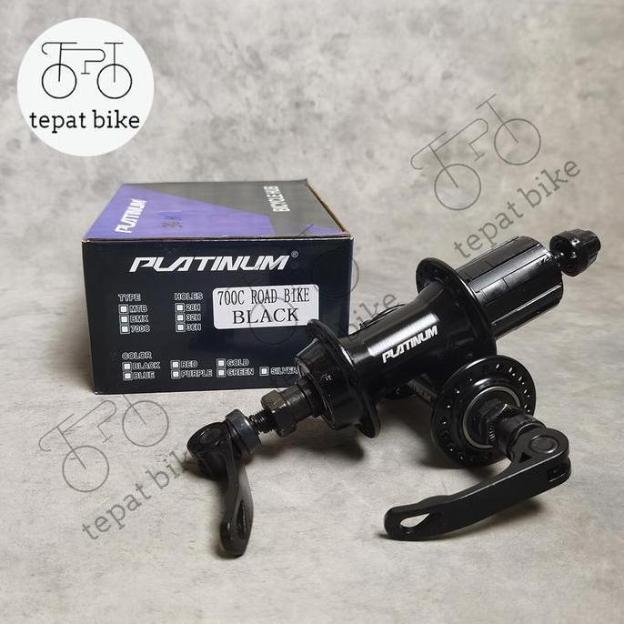 Hub Freehub Platinum 32H/36H 700C Road Bike Qr Bearing - Black / Silver Chrome