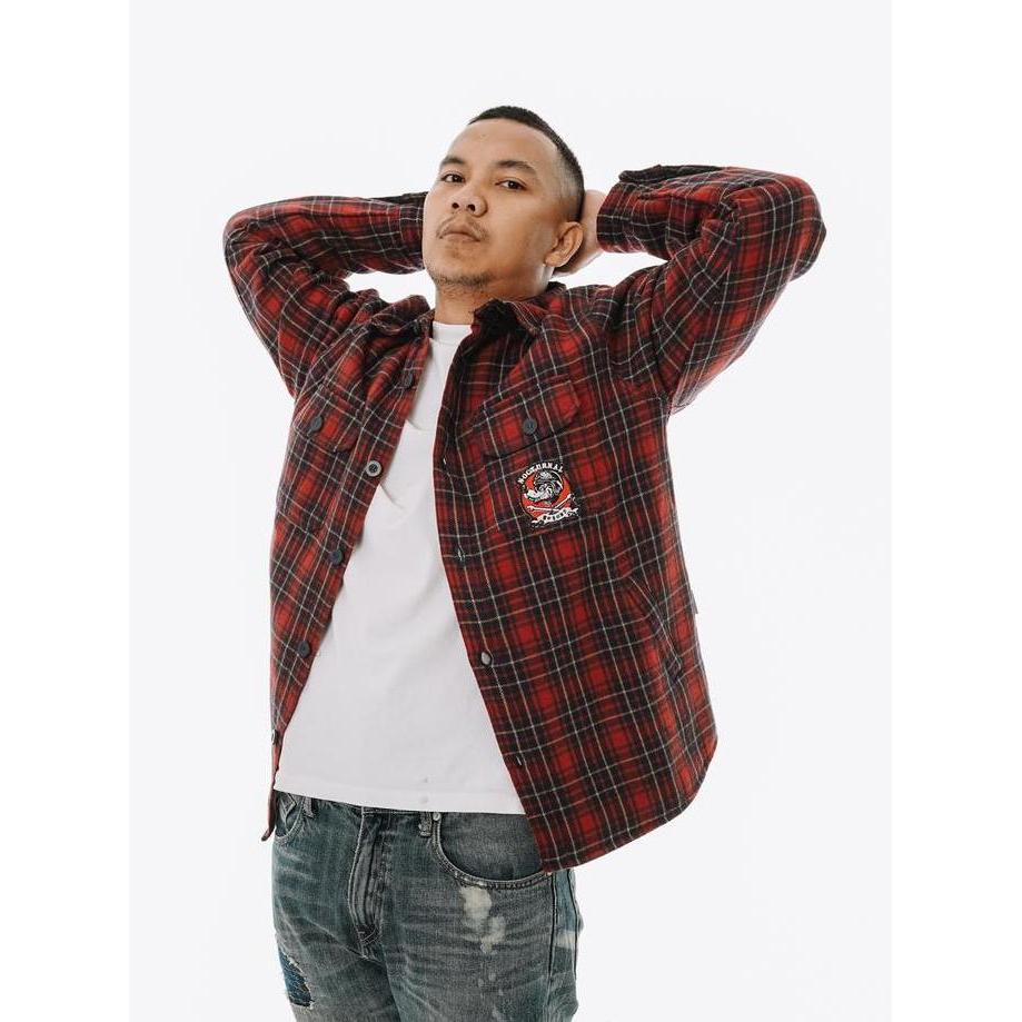 Jaket Flanel Wol Premium Naky House dengan Bordir Rantai dan Logo Detail - Bulu, Slim, Fit, Outer, P