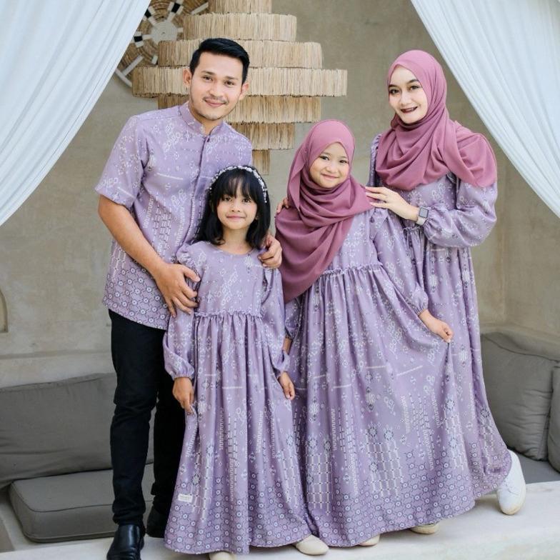 ALFHADA BATIK - Couple Keluarga Silky Maxmara Baju Muslim Pasangan Ayah Ibu Dan Anak Set Pakaian Cou