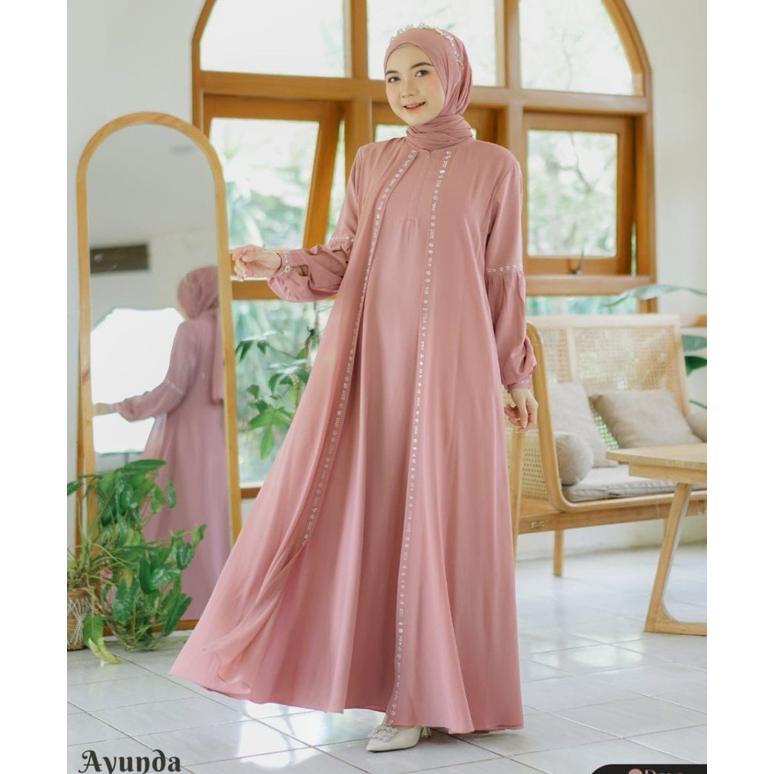 Ayunda dress gamis ceruty mix syakilla model 2024 aplikasi /gamis viral jumbo M L XL