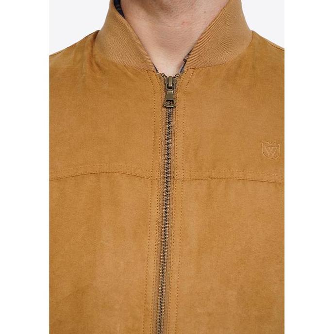 WOOD Regular Fit Suede Bomber Jacket 2-JKXLXC225H Khaki