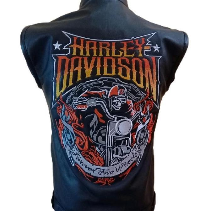 jaket rompi kulit pria Harley/jaket rompi asli kulit Motor Tebal