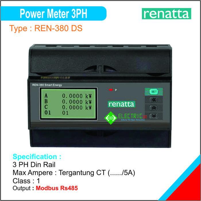 REN-380-DS KWH Power Meter 3 phase Din Rail Modbus