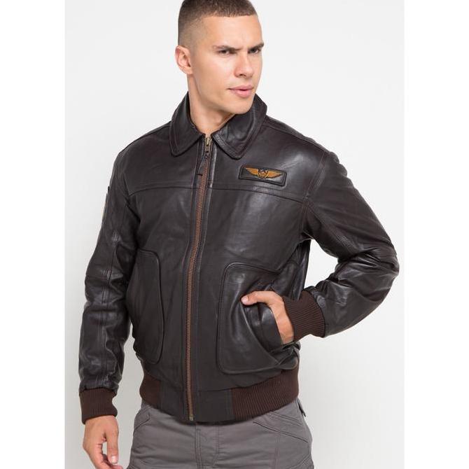 M.Gee Jaket Kulit Asli Pria Mgee Orinal JACK C501 Brown