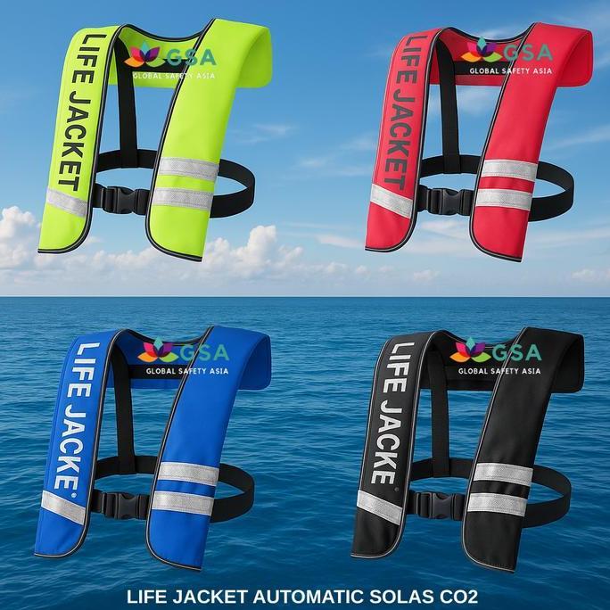 AUTOMATIC LIFE JACKET CO2, JAKET PELAMPUNG OKSIGEN PESAWAT, LIFE VEST BISA GOSEND