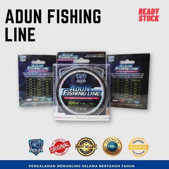 Senar Pancing Nilon Monofilament Adun Fishing Line 100m Untuk Mancing Lomba Galapung & Galatama