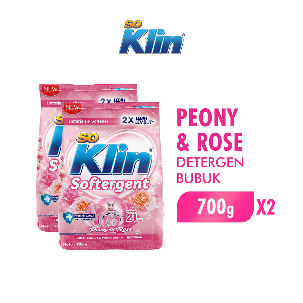 Soklin Deterjen Bubuk Softergent Peony & Rose 700 gr x2
