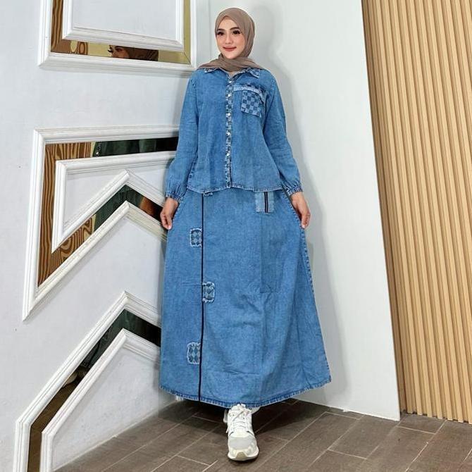 Cassandra One Set Jeans Kotak Fashion Muslim Wanita Kekinian