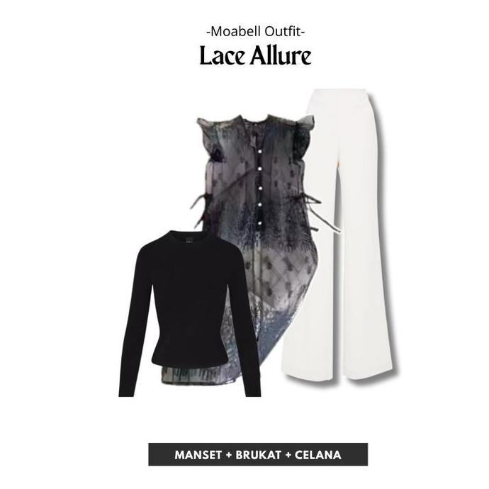 Lace Allure One Set Lengkap Long Vest Brukat Brokat Kondangan Setelan Wanita Baju Lebaran Midi Dress