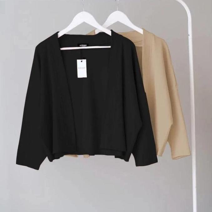 BEST SELLER OUTER KARDIGAN KATUN SHAKILA TWIL BATWING BASIC POLOS HITAM PUTIH CARDIGAN PREMIUM BAJU 