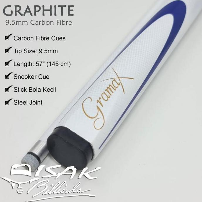 Stik Bola Kecil 9.5 Mm White Carbon Fibre Graphite Cue Stick