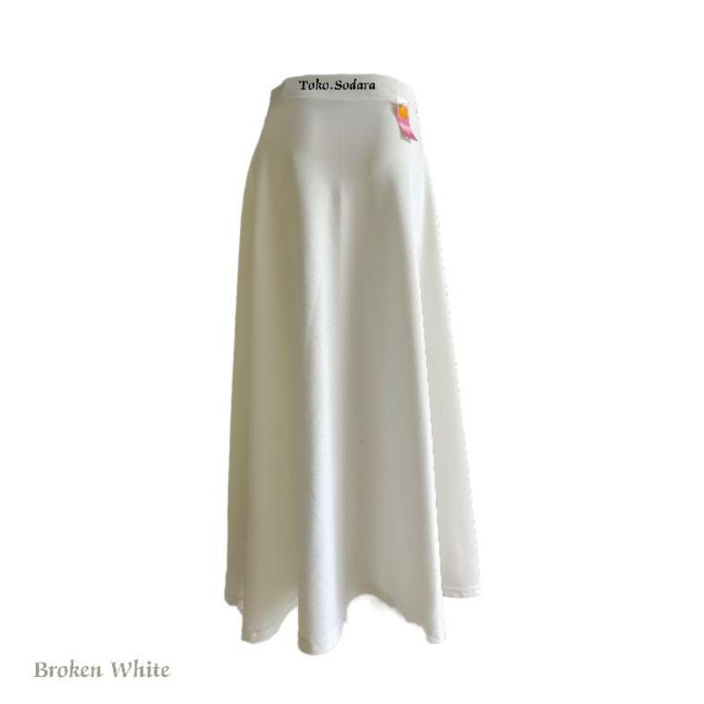 Putih Tulang Rok Payung Jodda Scuba // Rok payung Broken White // Rok Muslim