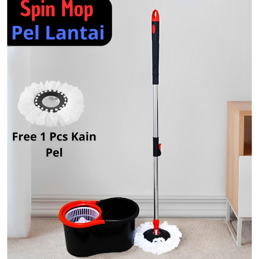 Set Alat Pel Lantai Spin Mop Pel Putar 360 Alat Pel Magic Ultra Pel Otomatis Pel Kantor Pel Rumah