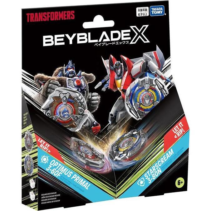 Mainan Beyblade X S1 BXG-37 Transformers Starter: Optimus Primal & Starscream