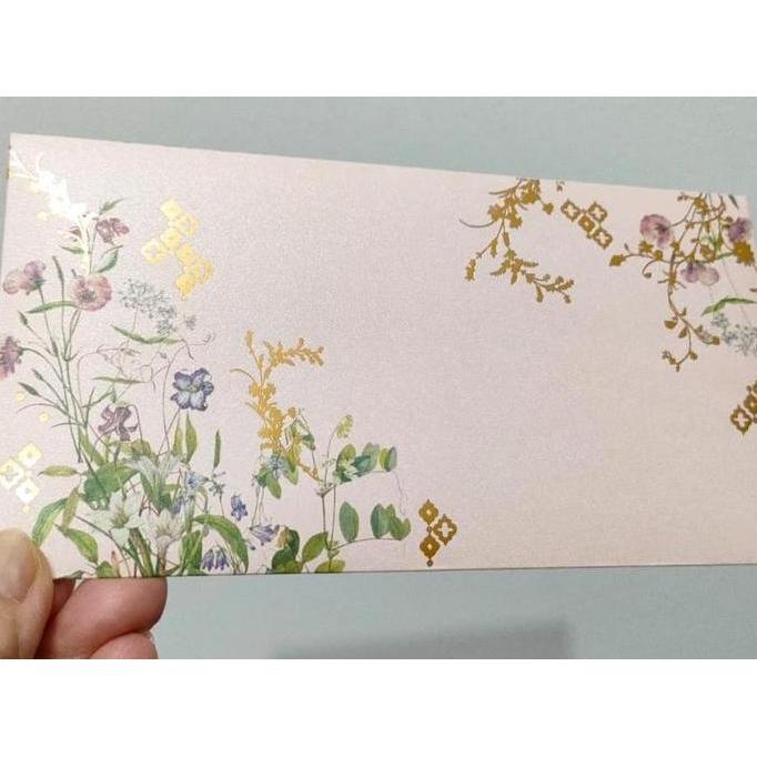 Angpau Full Flower Soft Pink Full Foil Emas Doff