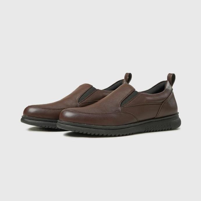 ARF Smith Brown Sepatu Slip On Loafers Formal Kulit Pantofel Coklat
