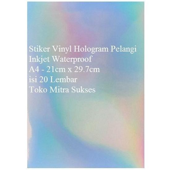 Stiker Vinyl Hologram Pelangi Inkjet A4