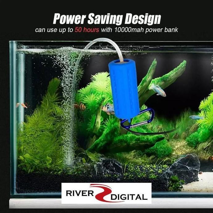 Pompa USB Aerator Udara / Air Pump / Power Bank / Aquarium Aquascape