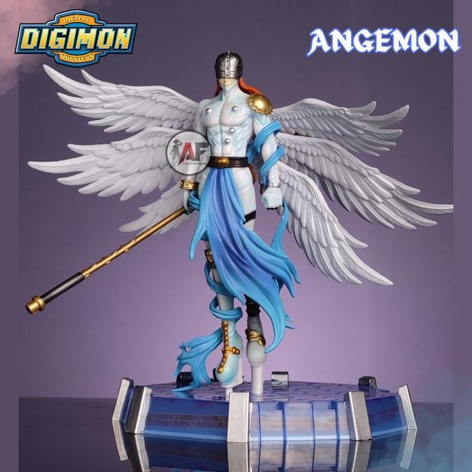 Statue Action Figure Digimon Angemon & Angewomon Moon Studio Design Recast with LED