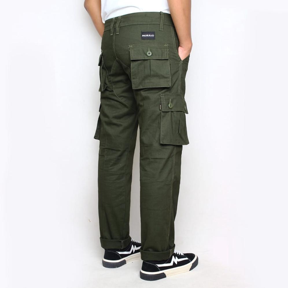 SYMPLE.CO - Cargo Pants Pria / Celana Cargo Panjang Pria Standard Hijau Army