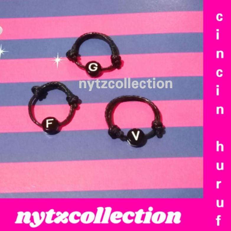 SUPER DEAL` Cincin Huruf Cincin Inisial Cincin Huruf Bulat Tali Korea Waterproof