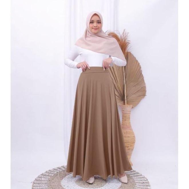 DISKON ROK PAYUNG PANJANG WANITA ROK LEBAR KARET TEBAL MUSLIM BAWAHAN MAXI HITAM