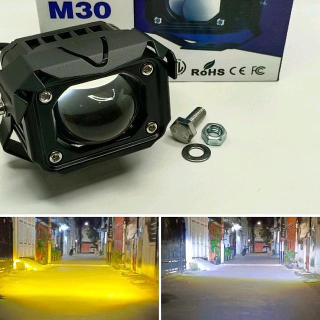 Lampu Sorot Led Laser Gun Vinyx M30 Lasergun D2 Mobil Motor Dual Csp Warna Putih Kuning 30 Watt 30W 