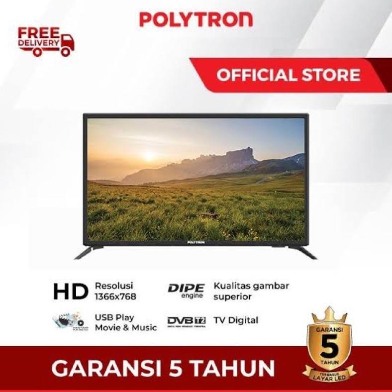 LED TV POLYTRON 24" 24V1853 24 INCH USB HD HDMI DIGITAL TV