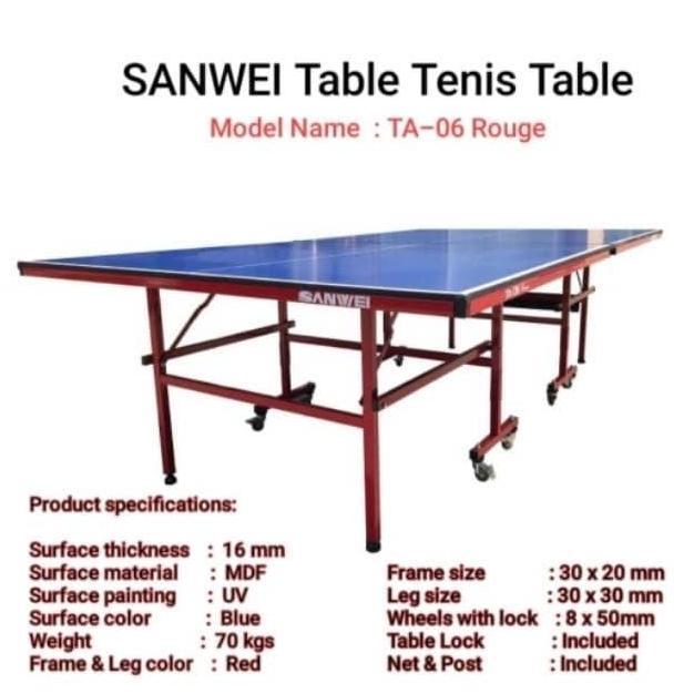 Tenis Meja Pingpong SANWEI TA 06 Rouge Table Tennis