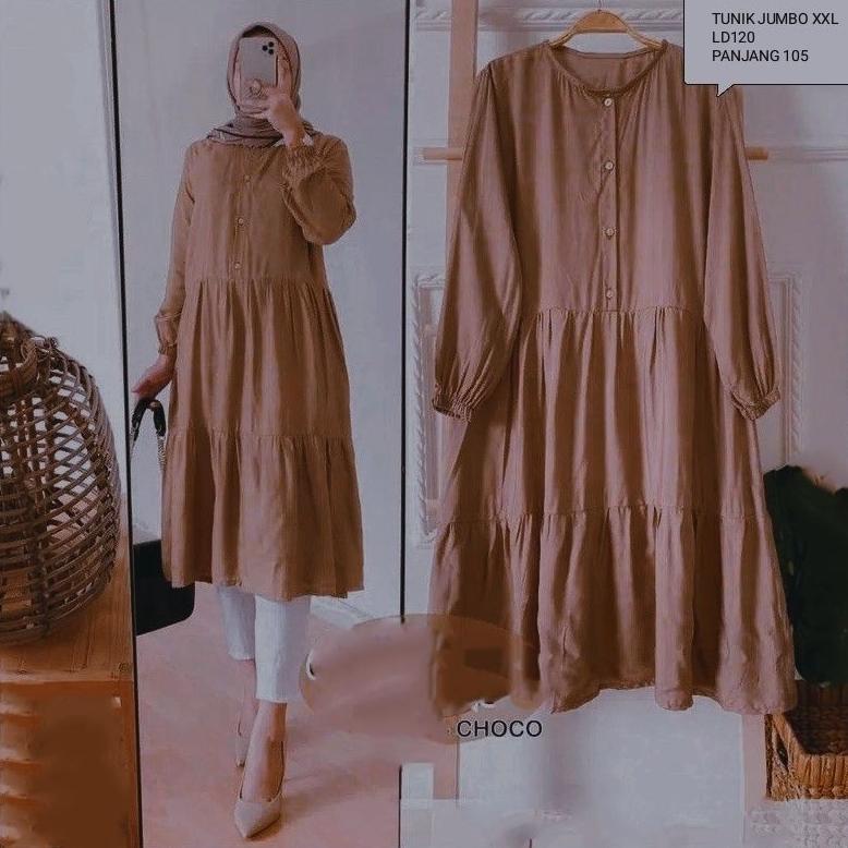 WIZA TUNIK/TUNIK JUMBO/LD102&120/TUNIK KERUT KELILING/TUNIK SUSUN/TUNIK WANITA/TUNIK MUSLIM/MIDI DRE