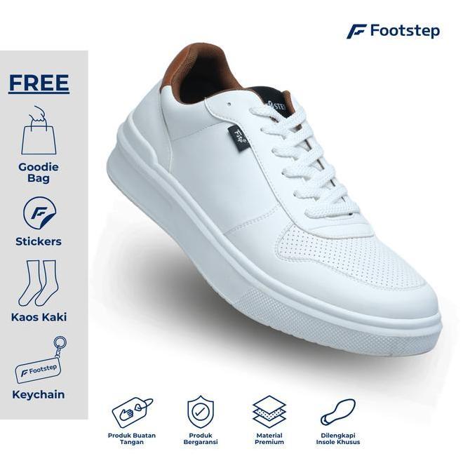 Footstep Footwear Sepatu Pria Sneakers Alder Full White Orinal Shoes Casual Kasual Putih Running Hit