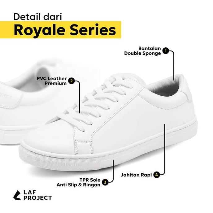 LAF Project - Sepatu Sneakers Shoes Casual Kasual Pria - Royale - Full White Putih