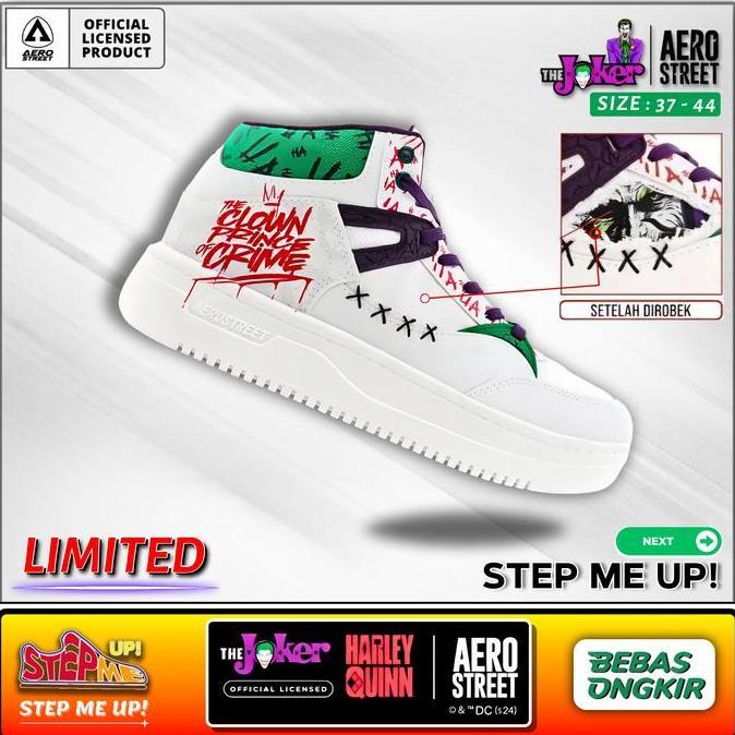 Aerostreet x Joker x Harley Quinn - Sepatu Sneakers Casual Joker Harley Quinn Official Licensed DC C