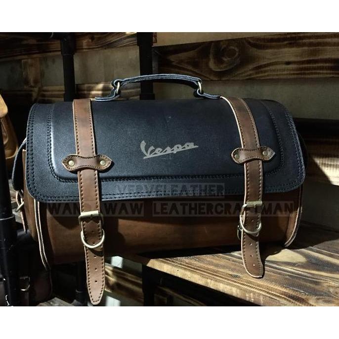 Tas motor vespa , tas kulit vespa , top box vespa , modern vespa