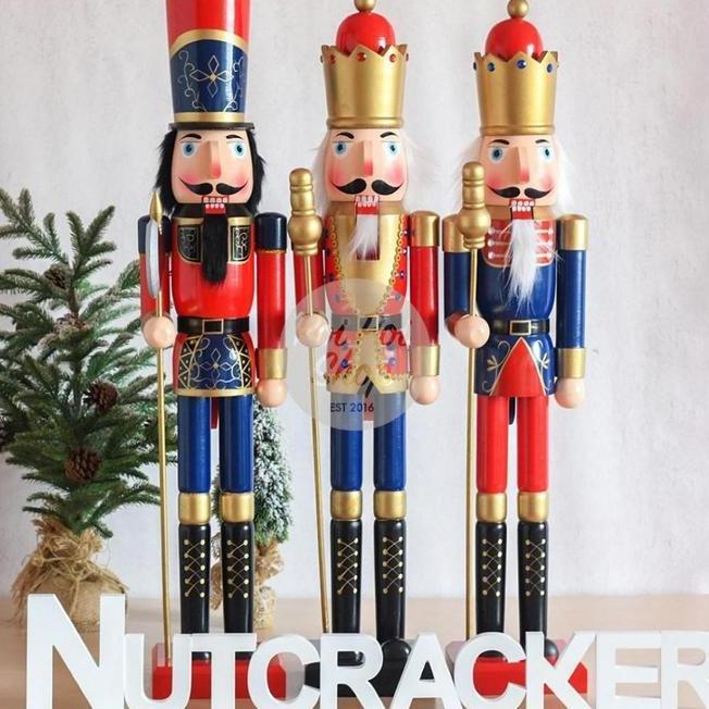 Patung Nutcraer Natal Jumbo 60Cm Hiasan Natal Prajurit Kayu Dekorasi Ornamen Pajangan Hadiah Kado Un