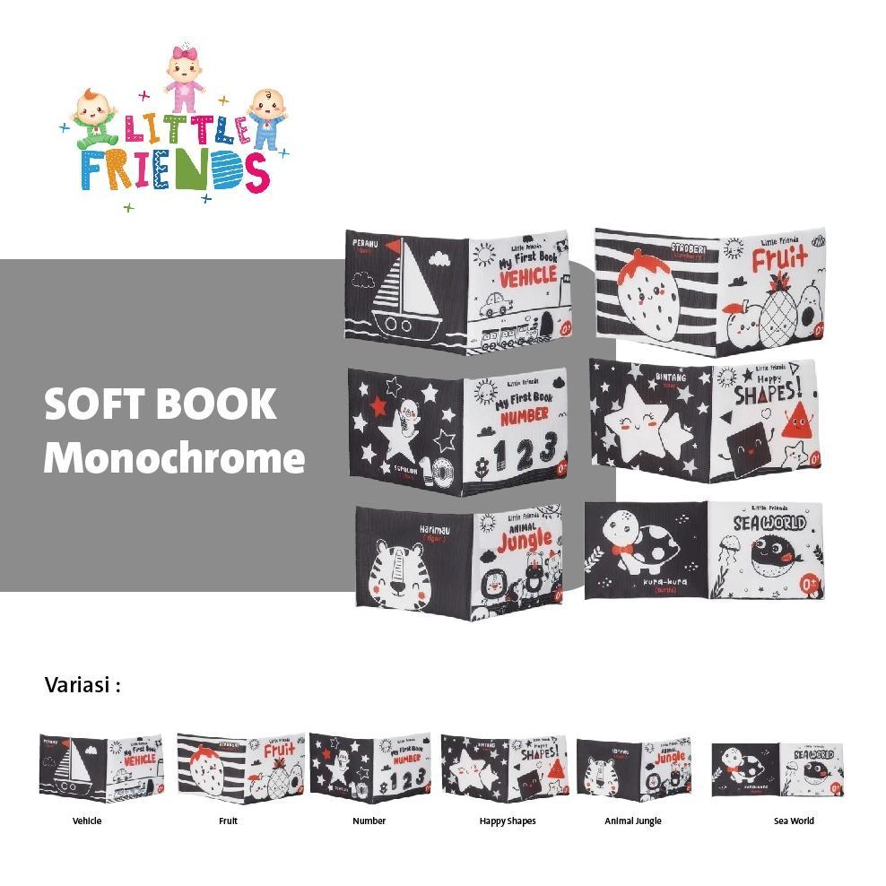 READYY Soft Book Monochrome Besar Buku Kain/Mainan Bayi Edukasi/Buku Bantal Bayi Karakter Little Fri