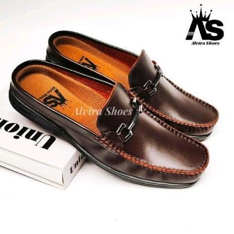 BSize Ukuran Besar 44,45,46 Sepatu sandal pria kulit sapi Asli, Sepatu Butong pria kulit asli, Outso