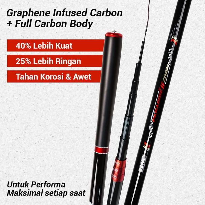 Ready Tegek Paradise Ii Zoom New Full Carbon Series Kuat Ringan Super Sensitif 360-720 Cm Mancing Ra