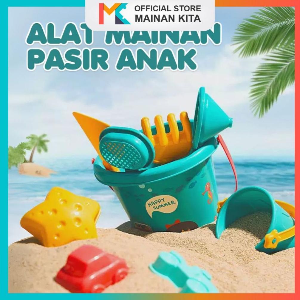 READYY MK319 Mainan Pasir Pantai Anak Set 18pcs Ember&Cetakan Lengkap untuk Bermain Kreatif di Luar 