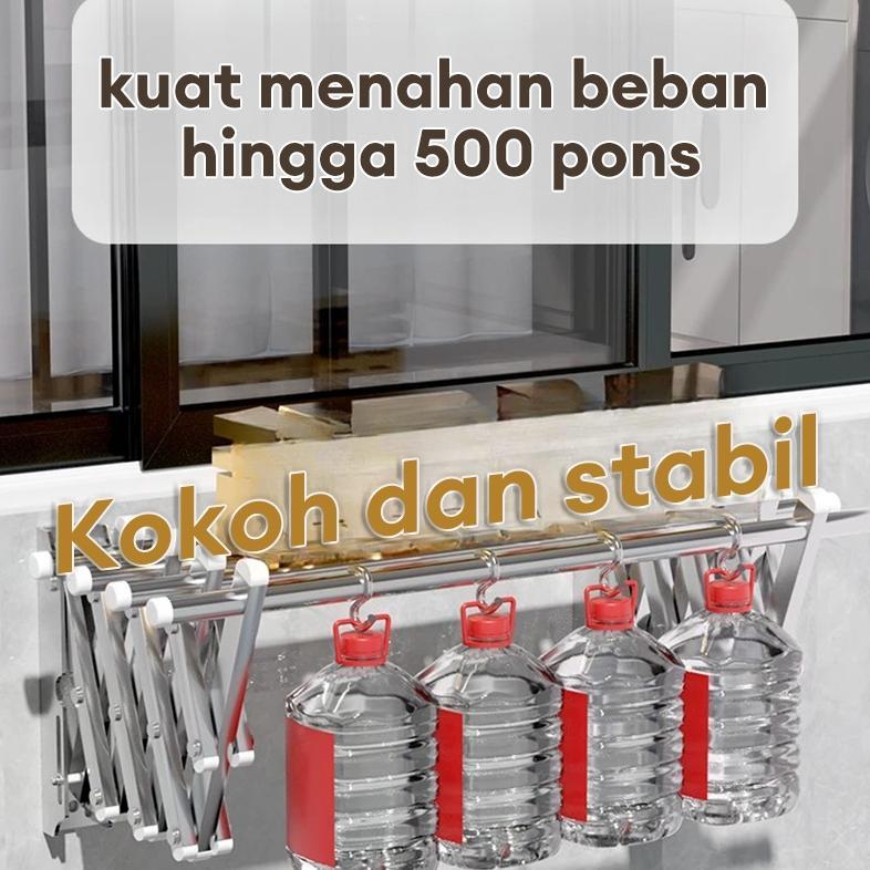 Cottoli Jemuran Baju Tempel Dinding Jemuran Dinding Lipat Stainless Jemuran Baju Dinding Lipat