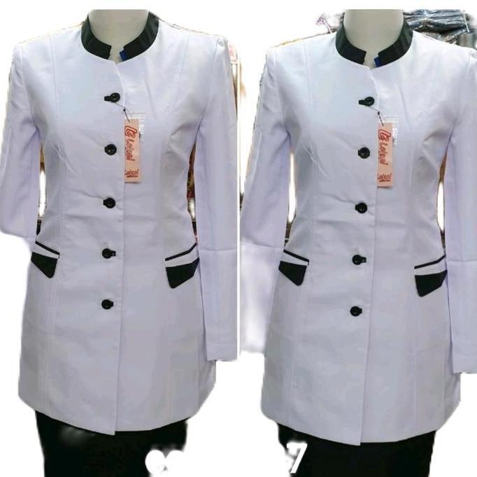 Baju Kerja Wanita Putih Hitam/ Pakaian Kerja Wanita Putih Hitam/ Atasan Putih List hitam baju kerja 