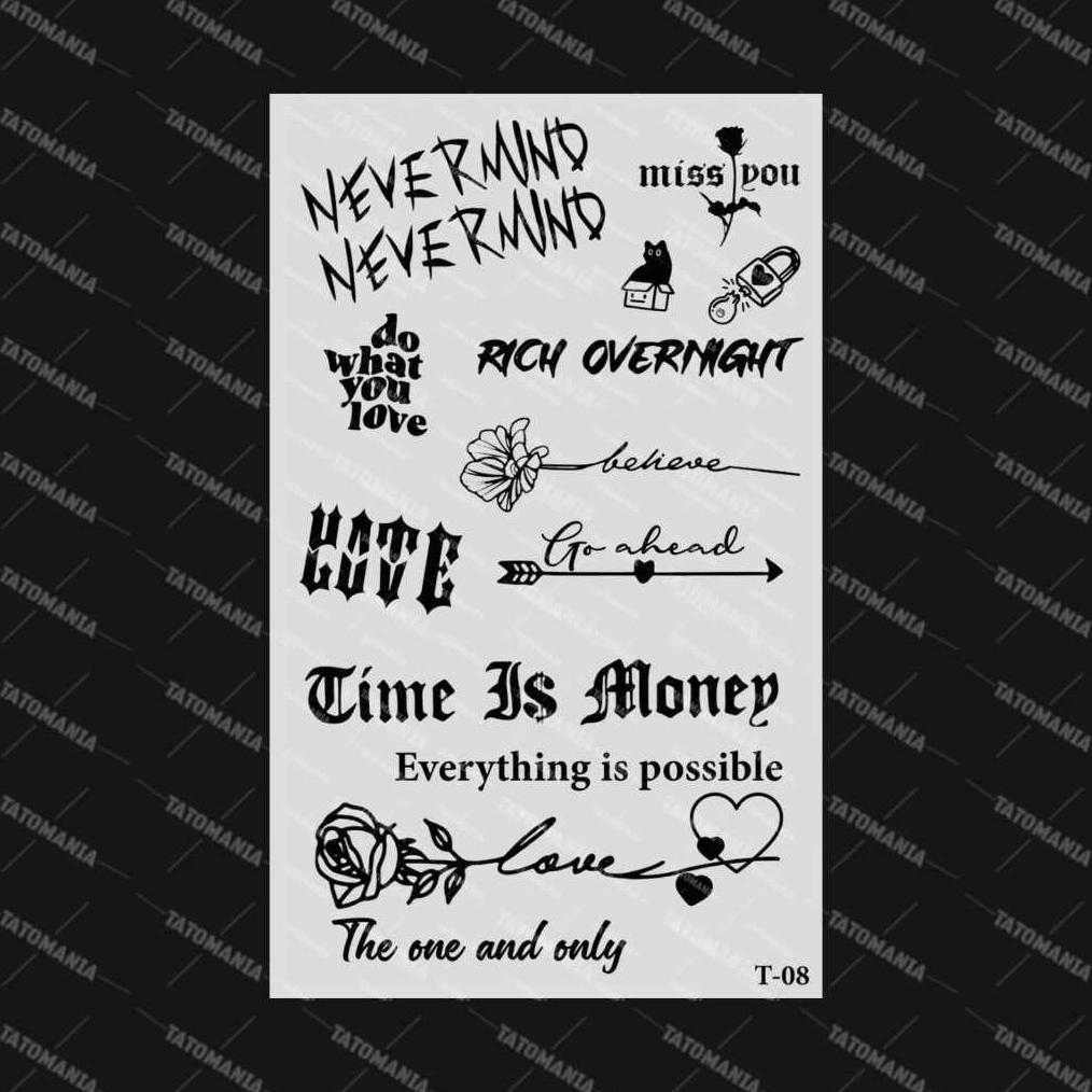 TATOMANIA-Sticker tattoo temporary semi permanent tahan lama tulisan 08