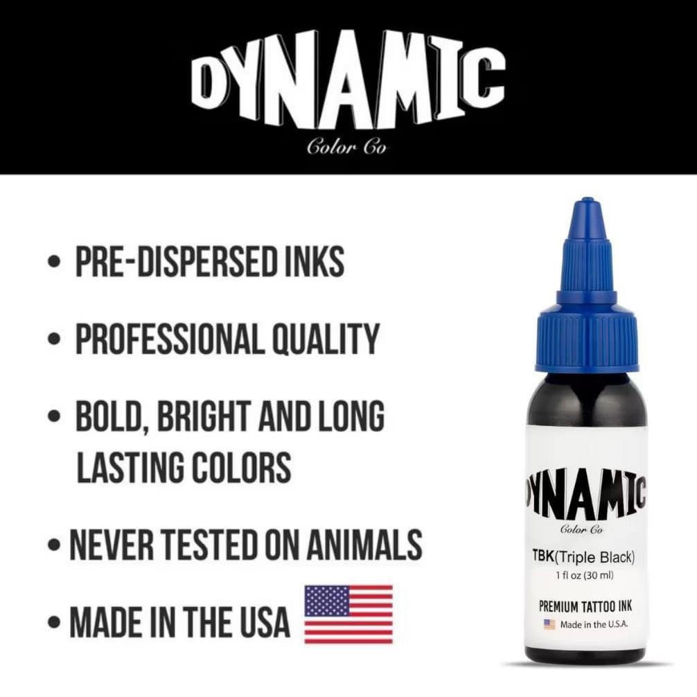 Tinta Tatto Dynamic Ink Black & Triple Black 1oz / 30ml Rebottle Original USA - Tinta Tato