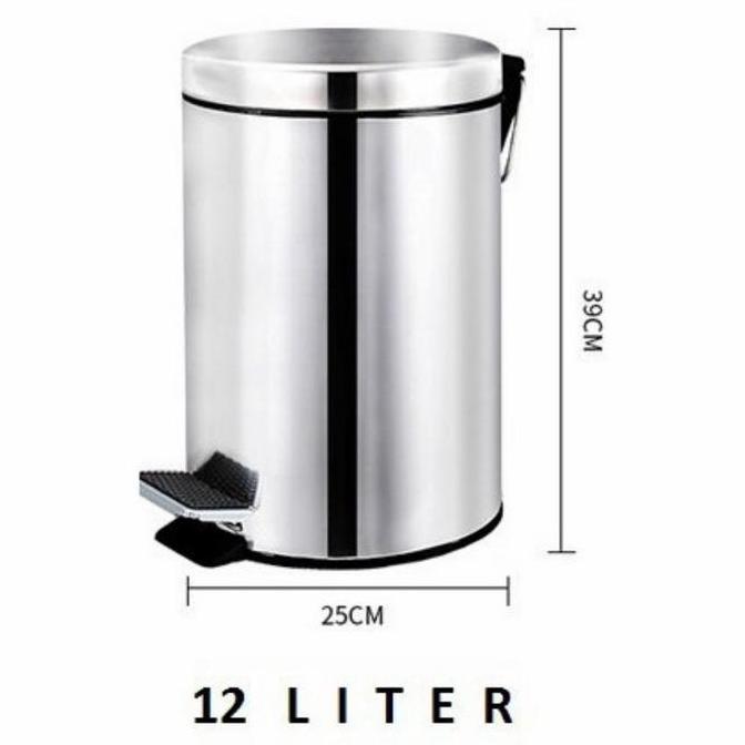dustbin pedal 12 liter / tempat sampah injak 12 liter stainless