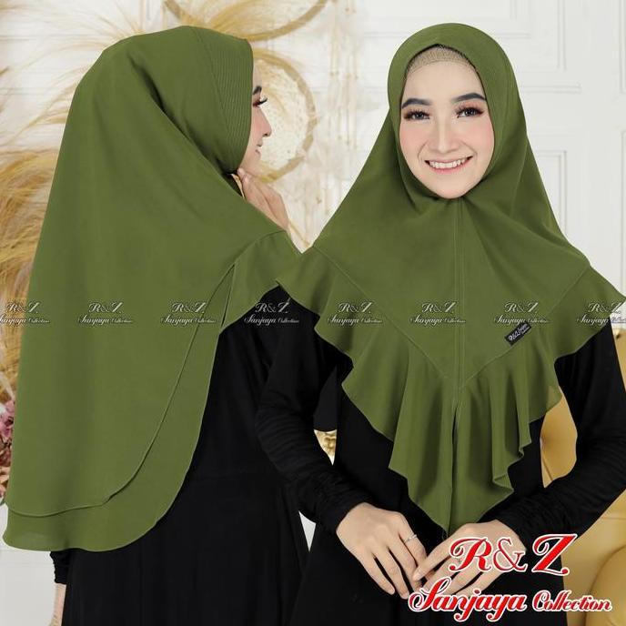 KHIMAR MALIKA CERUTY 2 LAYER ORIGINAL R&Z SANJAYA COLLECTION TERLARIS Ceruti Rempel Instan Muslim Ke