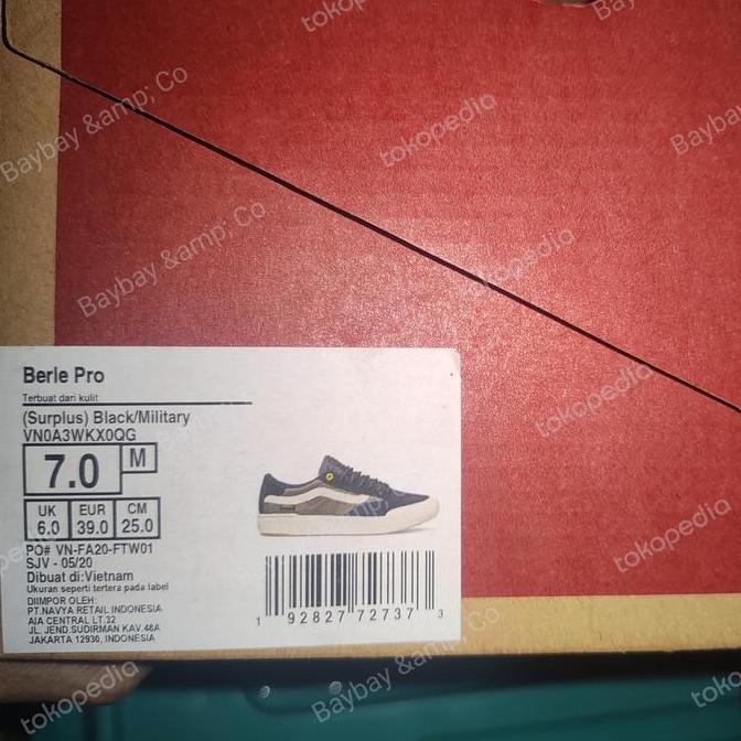 VANS Berle Pro - (Sulus) Black/Military Orinal