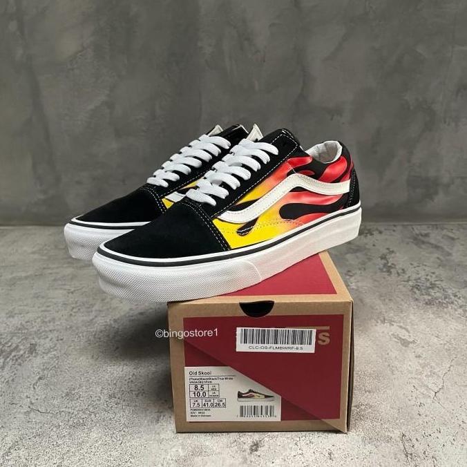 Vans Oldskool Flame Black White Orinal - Vans Old Skool Flame Red
