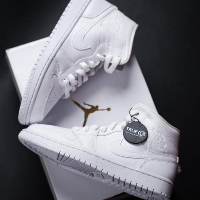Nike Air Jordan 1 Mid Triple White 100% Orinal